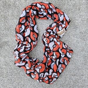 Pokemon Pokeball Polyester Lightweight Scarf Spencers Gifts NWT Infinity Wrap